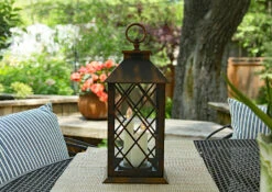 Battery Operated LED Candle Lantern Traditional Style 3 Tapers - Antique Bronze 12 Inch