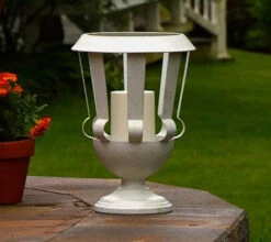 Antique White Candle Impressions Flameless Metal Urn - Timer Candle -Home Decoration Onsale white hurricane urn main