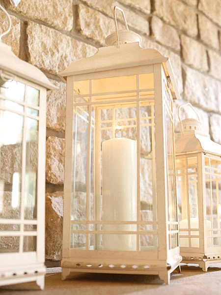 Set Of 3 Antique White Candle Lanterns - 14 5 Set Of 3 Antique White Candle Lanterns - 14 - Image 3