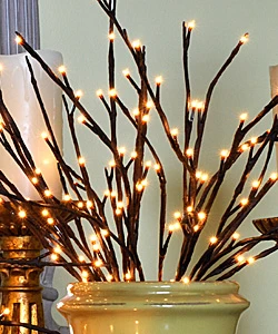 Electric Lighted Willow Branch 96 Lights - 3 Stems - 3 Feet Tall 3 Electric Lighted Willow Branch 96 Lights - 3 Stems - 3 Feet Tall