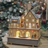Wind Up Animated Lighted Musical Holiday Wood House Battery Operated -Home Decoration Onsale wind up house with skier