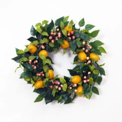Lemon Wreath With Greenery And Berries - 24 Inch -Home Decoration Onsale wreath with lemons main