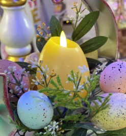 4 Inch Lighted Wax Egg Candles Set Of 4 Assorted Spring Colors With Timer - NEW 2023 -Home Decoration Onsale yellow egg candle